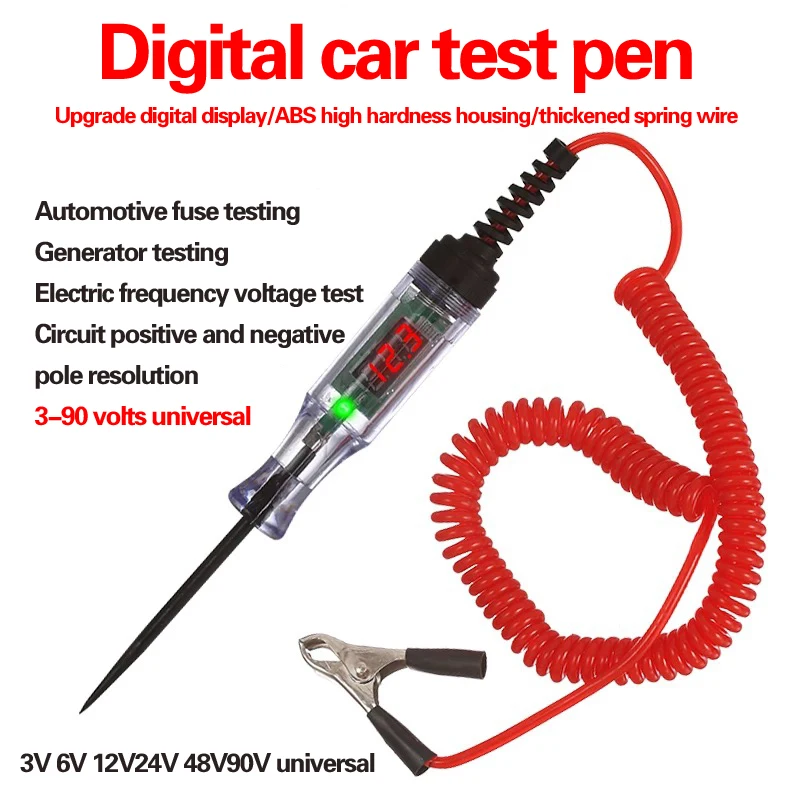 DC Car Digital Display Test Pen Circuit Test Pen Car Test Light Digital Display Test Pen Electrical Circuit Test