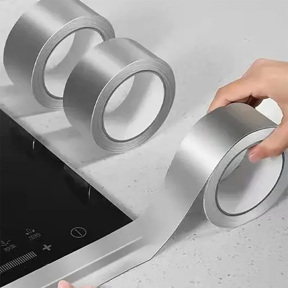 High-Temperature Aluminum Foil Tape Self-Adhesive Greaseproof Anti-Mold Moisture-Proof for Cooktops Countertops Kitchen Use