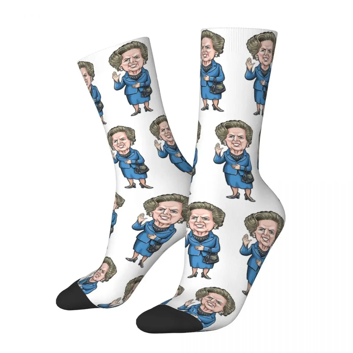 Chaussettes Harajuku Margaret Thatcher pour hommes et femmes, chaussettes longues toutes saisons, bas de haute qualité, accessoires pour cadeaux