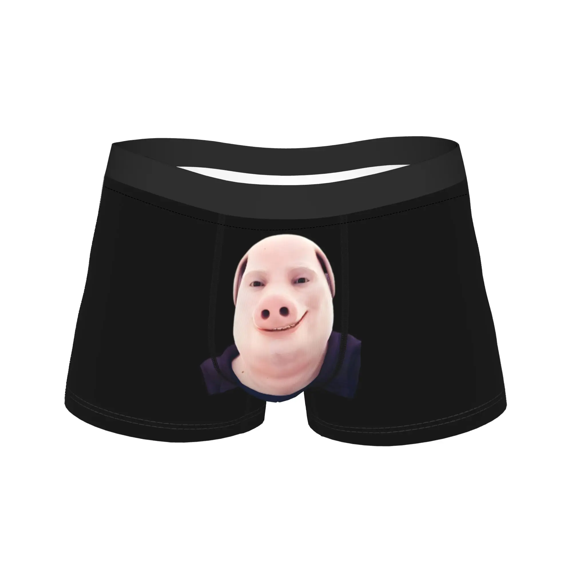Men John Pork Smiling Pig Head Long Underwear  Novelty Boxer Briefs Shorts Panties Male Soft Underpants M-XXL