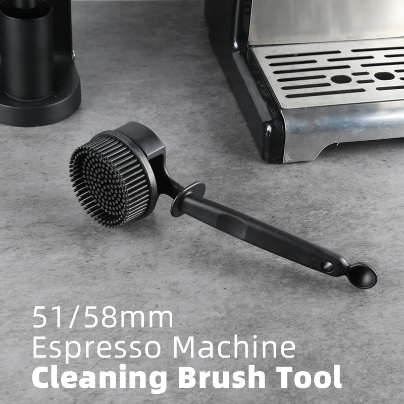 Escova de limpeza de máquina de café de silicone cabeça circular escova de café alça longa escova de limpeza utensílios de cozinha