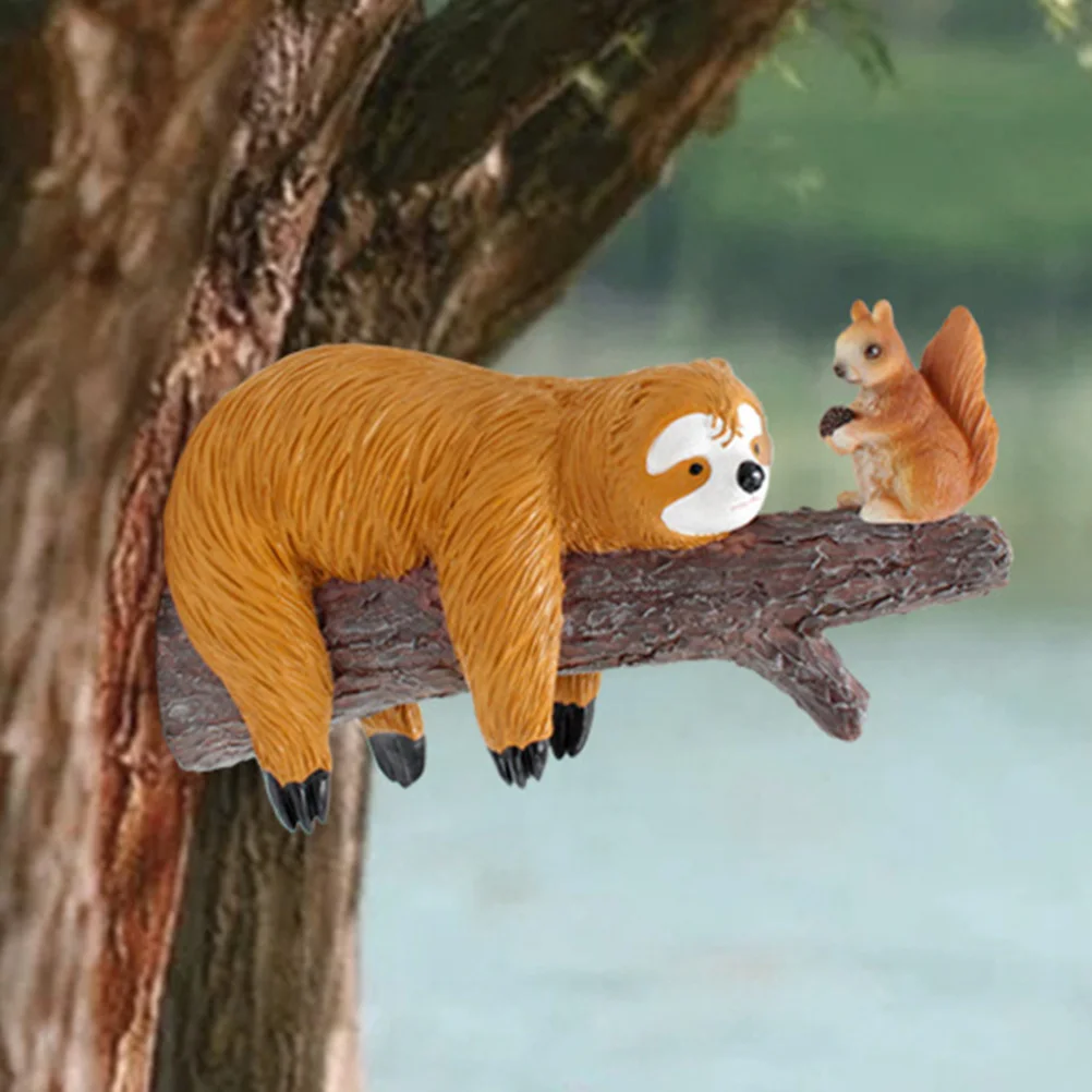 

Resin Sloth and Squirrel Garden Decoration Small Outdoor Statue Yard Sculpture Creative Resin Animal Ornament Garden Statue