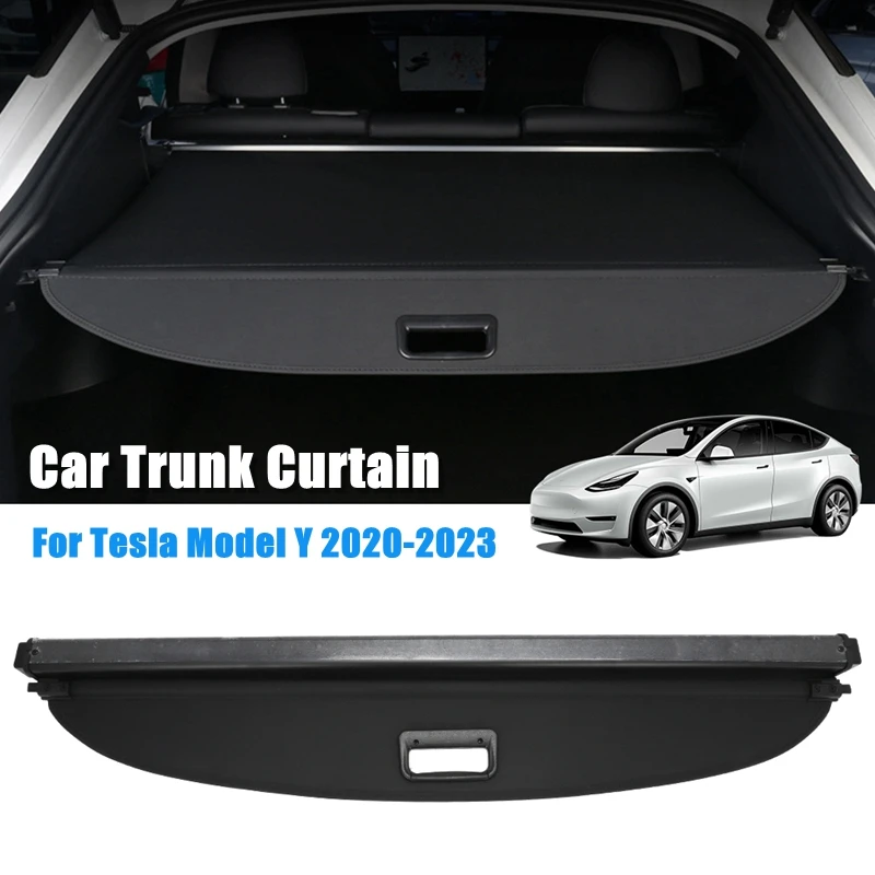 For Tesla Model Y 2020-2023 Car Trunk Cargo Cover Curtain Rear Boot Tray Security Shield Organizer Shade Partition Privacy Mats