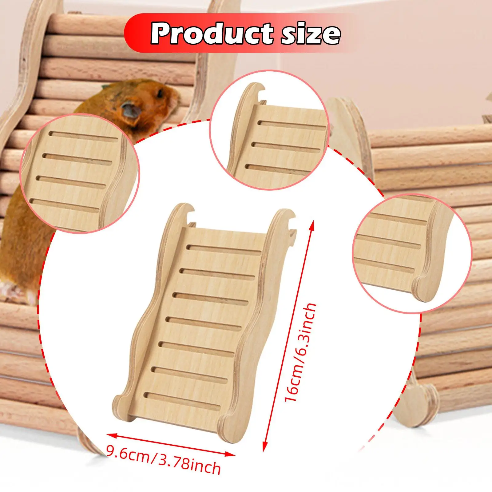 Wooden Hamster Ladder Stable Climbing Ramp Cage Bridge for Mouse Gerbil Bunny Hutch Small Pet Habitat Decor view 4