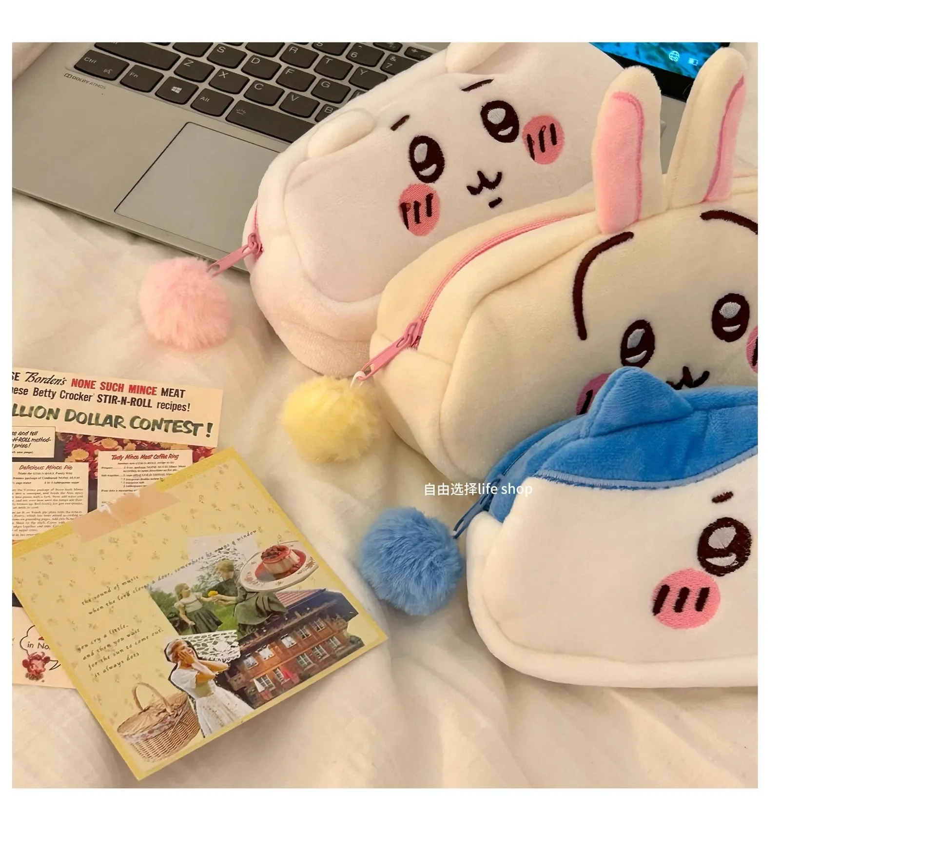 Kawaii Jiyi Plüsch-Federmäppchen Hachiware Usagi Federmäppchen Japanisches Niedliches Plüsch-Schreibwaren-Etui Große Kapazität Schüler-Schreibwarenbox – Detail 2