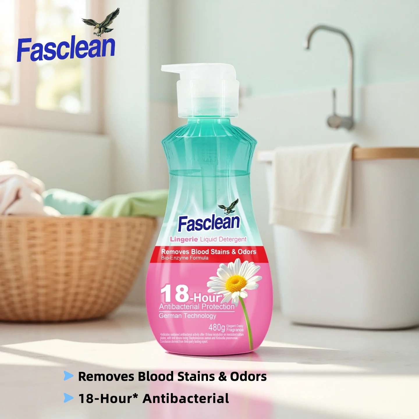 

480g Lingerie-Specific Detergent | 99.9% Antibacterial + Fresh Daisy Fragrance | Gentle on Skin, Powerful on Stains