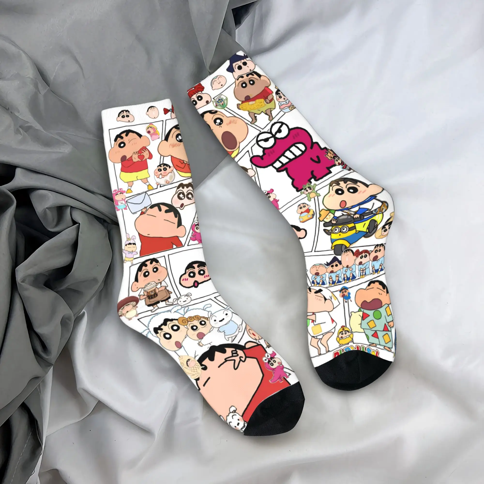 Crayon Shin-chan Socks  Non-Slip Stockings Couple Warm Soft Running Sports Socks Spring Gothic Graphic Socks