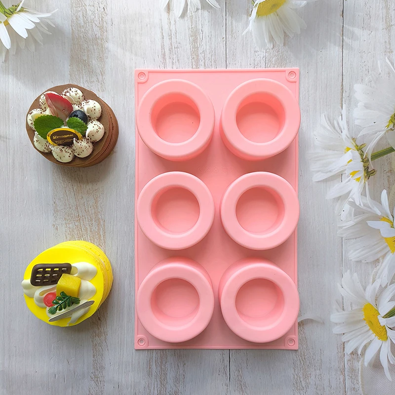 6 Cavity Small Round Cup Candle Mold Dessert Pudding Baking Cup Utensils Cake Candle Mousse Baking Mold Home Decoration