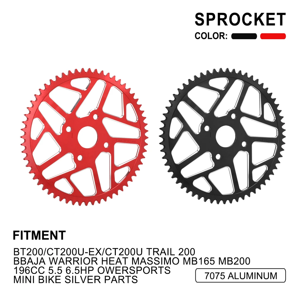 Motorcycles Parts 7075 Aluminum 60T Sprocket Chain For CT200U Trail 200 Baja Warrior Heat Massimo MB165 200 Owersports Mini Bike