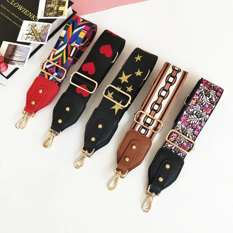 

Women's Bag Belts Backpack Accessories 5cm Widened Bag Strap with Flower Colorful Strap Replacement