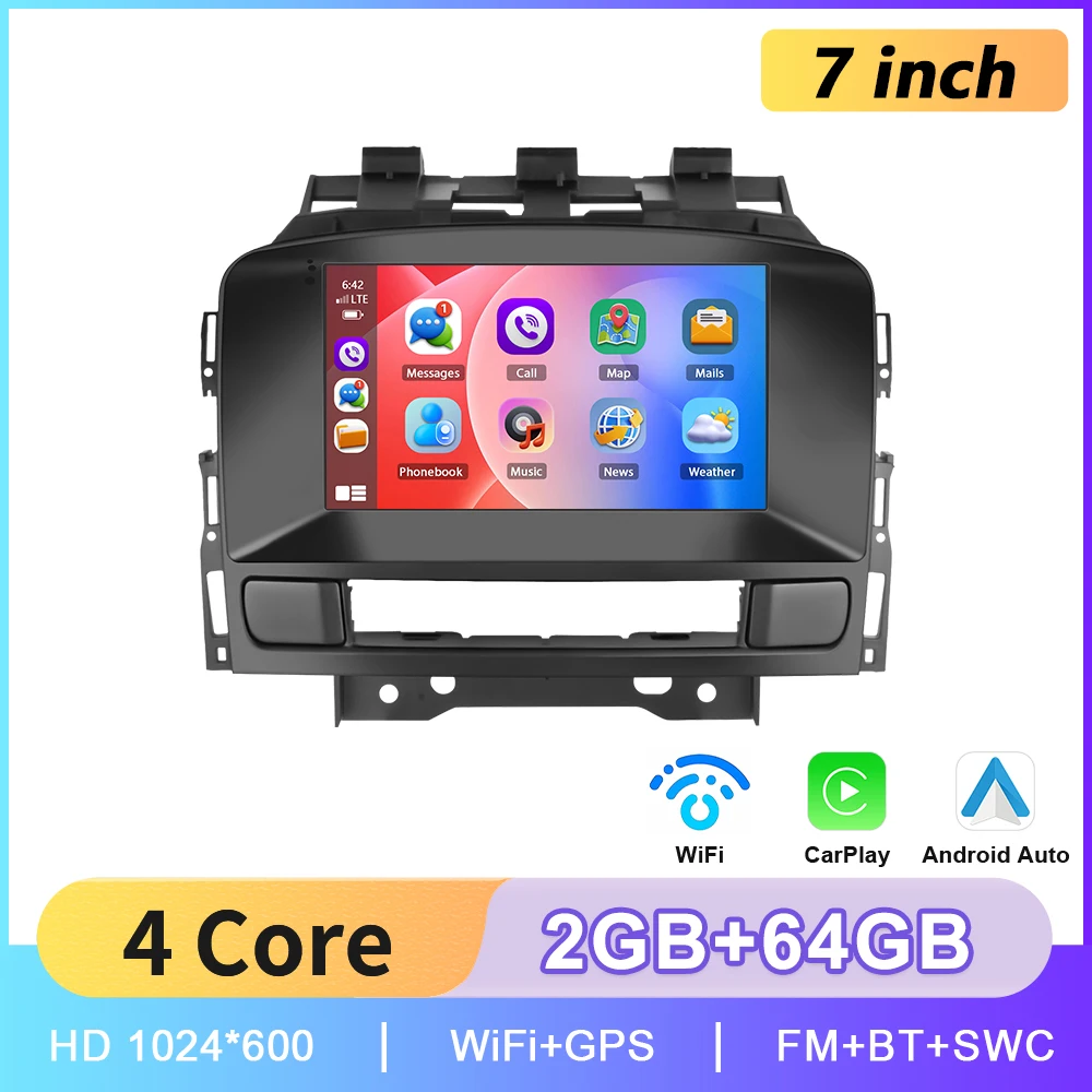 Podofo 7'' 2Din autoradio voor Buick Excelle 2010-2014/Opel Astra J 2011-2012 draadloze CarPlay/Auto multimedia GPS WIFI FM
