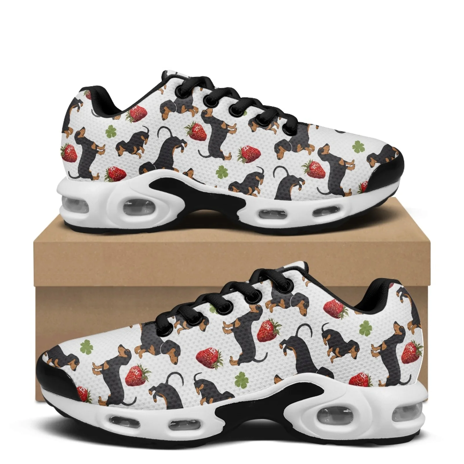 PENSTROLL White Dachshund Air Cushion Sports Walking Shoes Tennis Sneakers for Men Modern Fashion Sneakers