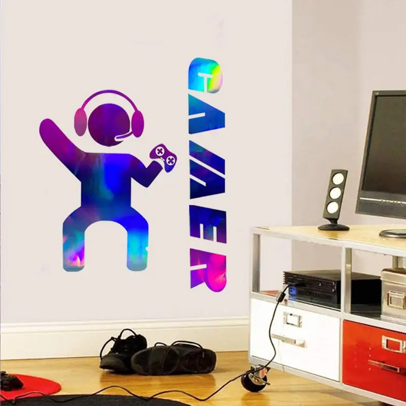 Gamer Wall Sticker Gamer Wall Art Video Game Room Decoration Stylish Gradient Color Gamer Wall Art Game Wall Stickers For