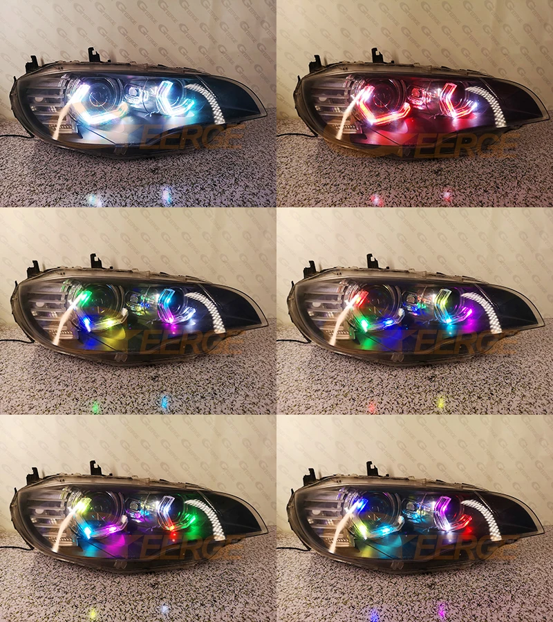 For BMW X6 E71 E72 X6M 2008 - 2012 2013 2014 Concept M4 Iconic Style Dynamic Revolving Multi Color RGB LED Angel Eyes Halo Rings