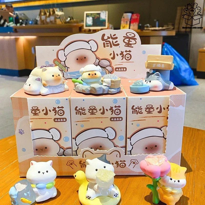 

Cute Cat Crystal Blind Box Desktop Decor Ornament Mini Figurine Office Mood Stabilizer Home Decoration Birthday Gift For People