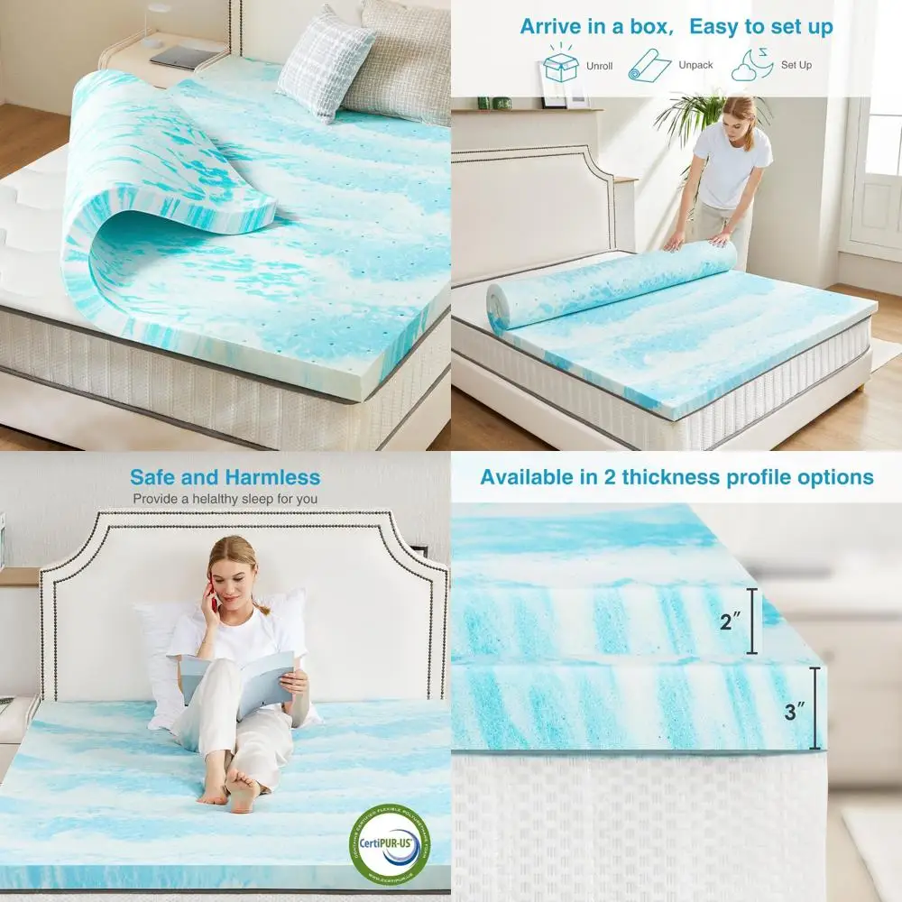 

Cooling Memory Foam Mattress Topper King Size - 3 Inch Soft Pad for Sleeper Sofas, RVs, and Campers - CertiPUR-US Certified