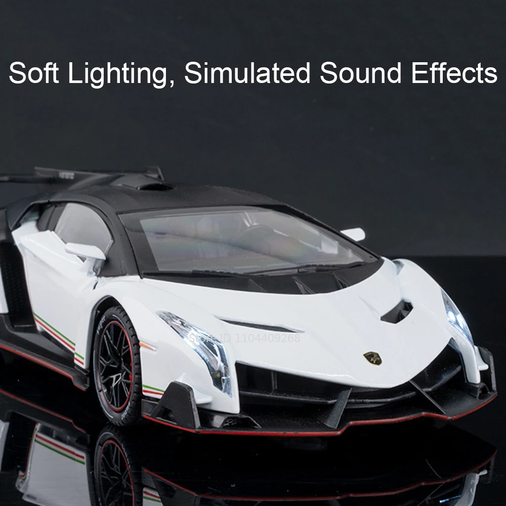 1:24 Veneno LX570 Automodel Speelgoed Legering Lichaam Muziek Licht Hoge Simulatie Telewagen Modellen Prachtige Interieur Voertuigen Kinderen Geschenken