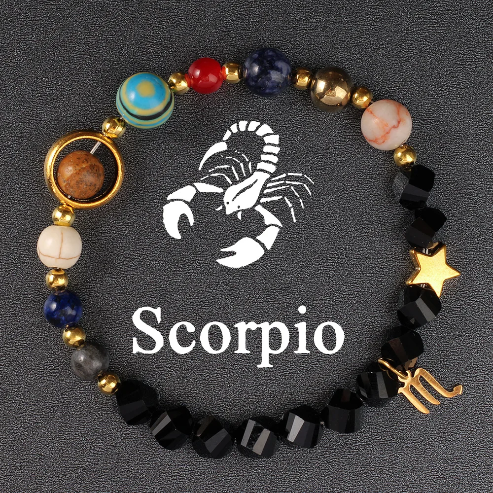 زوجين الصداقة اثني عشر الأبراج سوار غير النظامية قطع الحجر الطبيعي ثمانية كواكب مطرز الإسورة سيدة الرجال المجوهرات العصرية