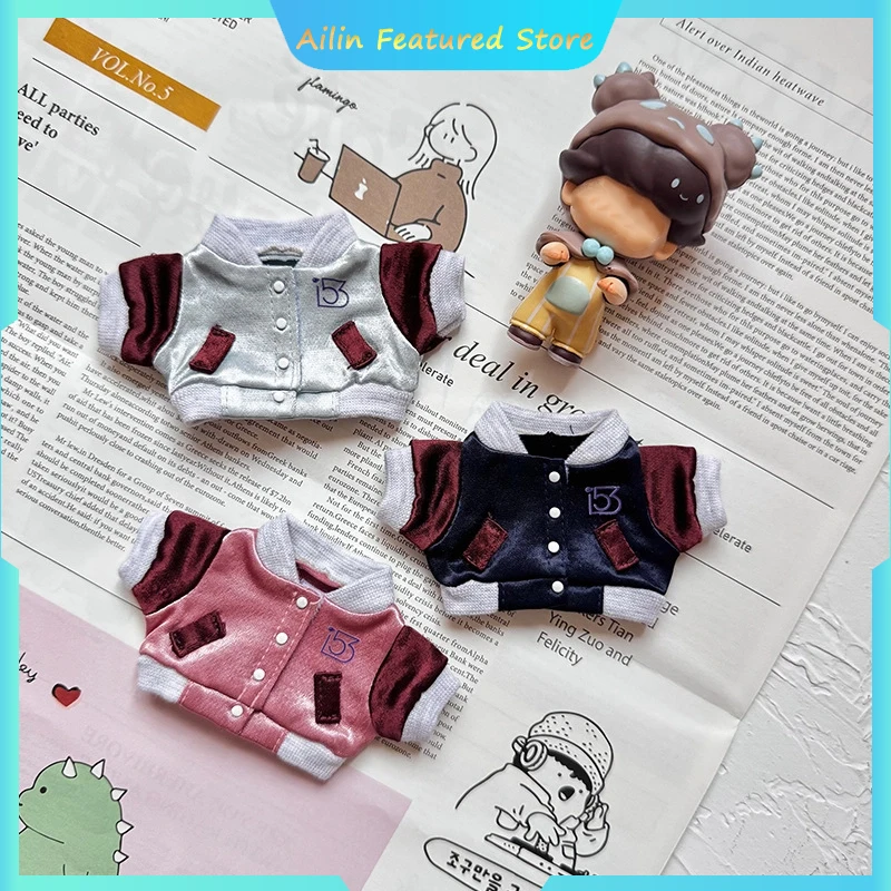 

For Labubu Clothes Little Fish Baseball Jacket 17cm Cute And Fashionable Baseball Jacket Replacement Clothing Trendy Coat Dress