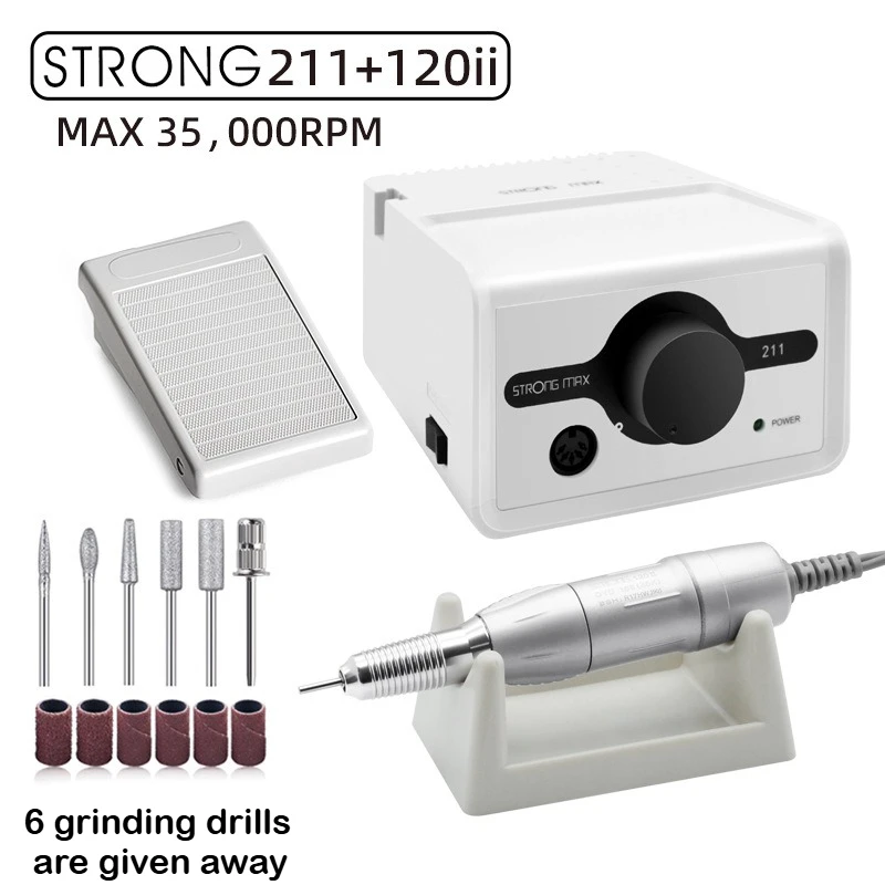 1Set Professional 65W Nail Drill Kit with Strong 211 Control Box – Adjustable Speed Handpieces for Nail & Jewelry Polishing