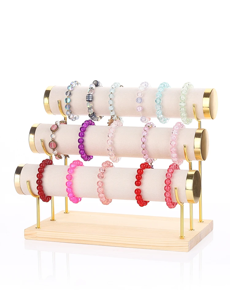 

Desktop Tee-Layer Bracelet Stand Bead Organizer Display Ra for Jewelry Watches Bracelets Perfect for Vendors And Trs