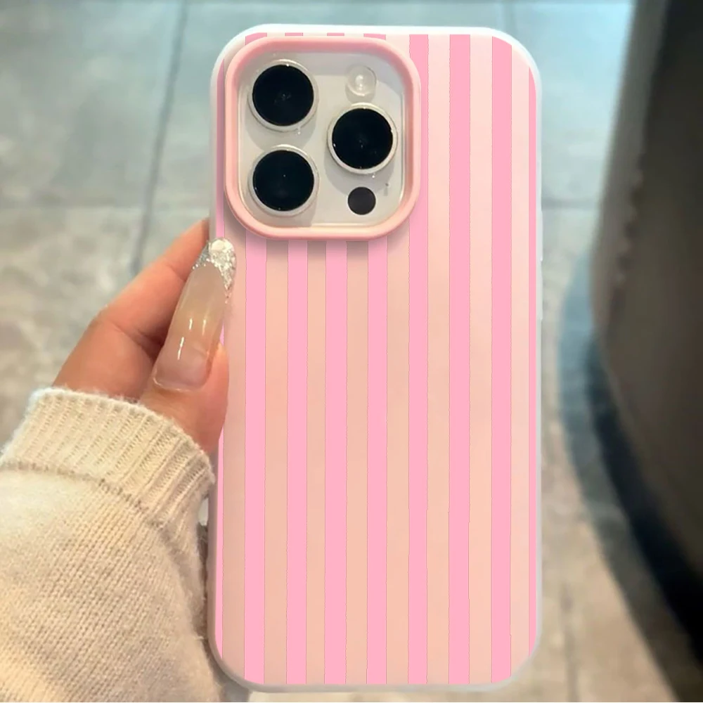 Pastel Pink Vertical Stripes Phone Case For Samsung Galaxy S26 S25 S24 S23 S22 Ultra Plus A56 A55 A54 A37 A36 A35 Silicone Cover