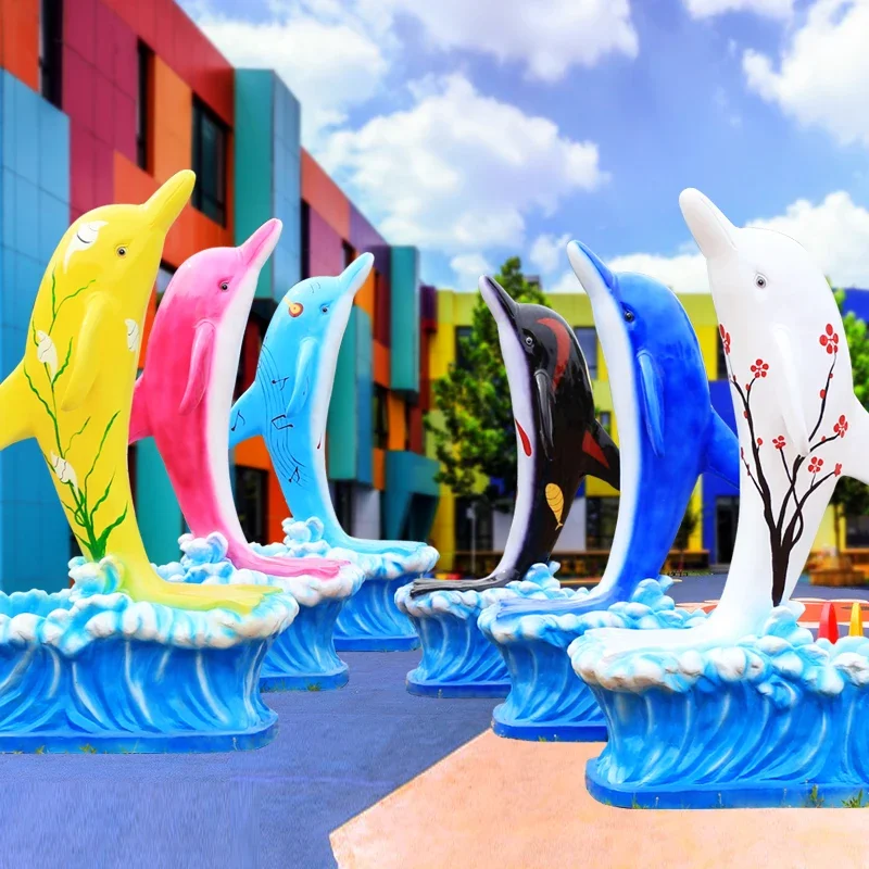 

Large Simulation Dolphin Sculpture Marine Animal FRP Ornaments