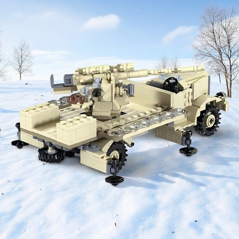 

MOC военная военная серия, детская сборная игрушка, строительный блок для автомобиля, итальянский Fiat 634N, модель грузовика, подарок на день рождения для мальчика