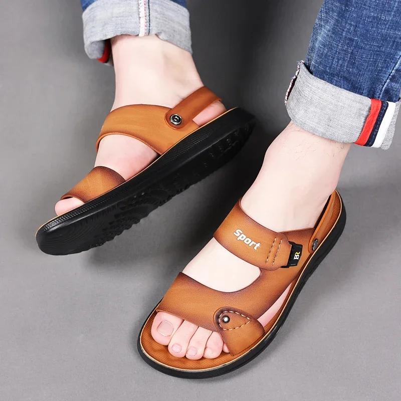 Beach shoes for men, soft sole beach shoes that can be used in two ways, for summer, open toe, slip-on, breathable sandals