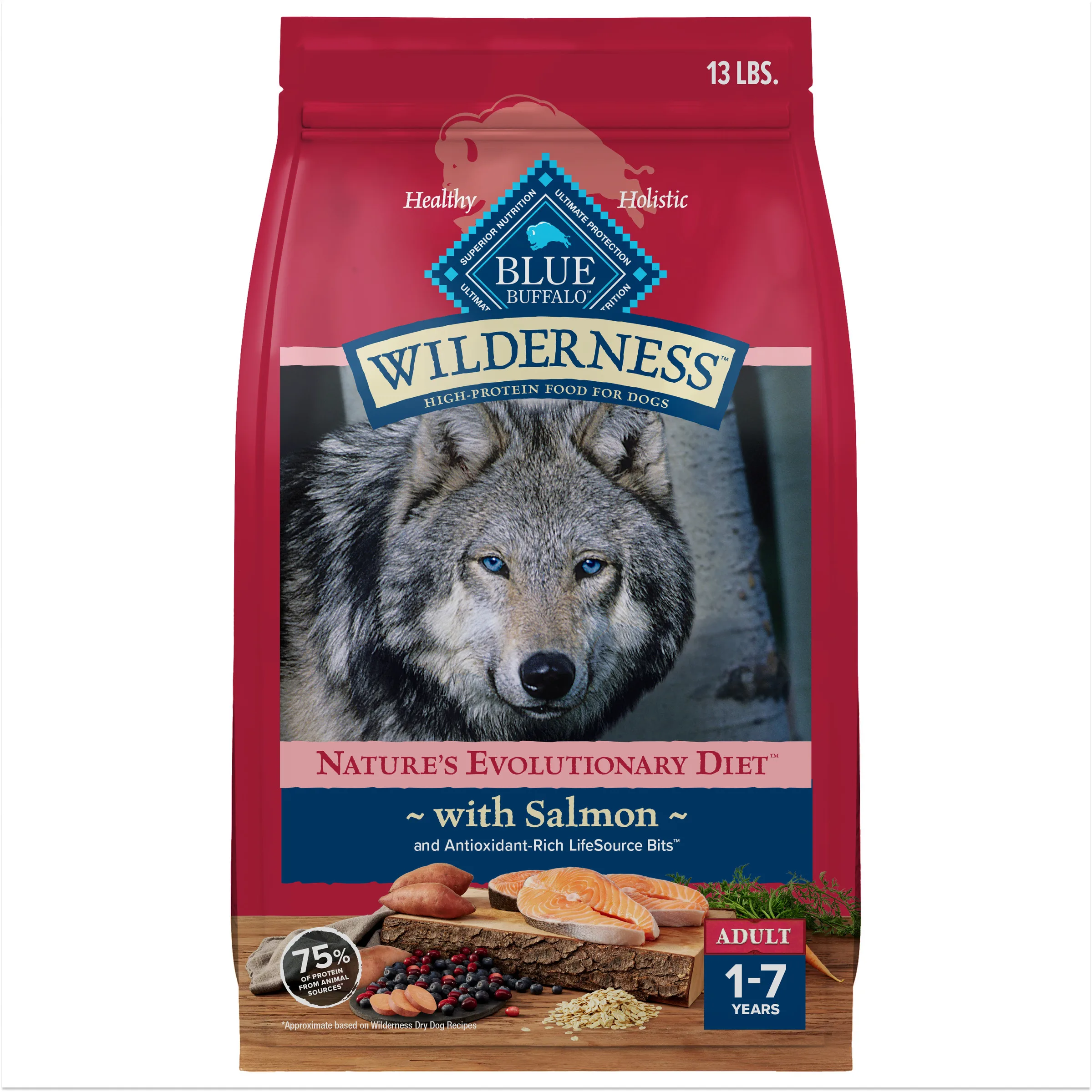 Wilderness Natural High-Protein Dry Food for Adult Dogs with Salmon Recipe 13-lb Bag