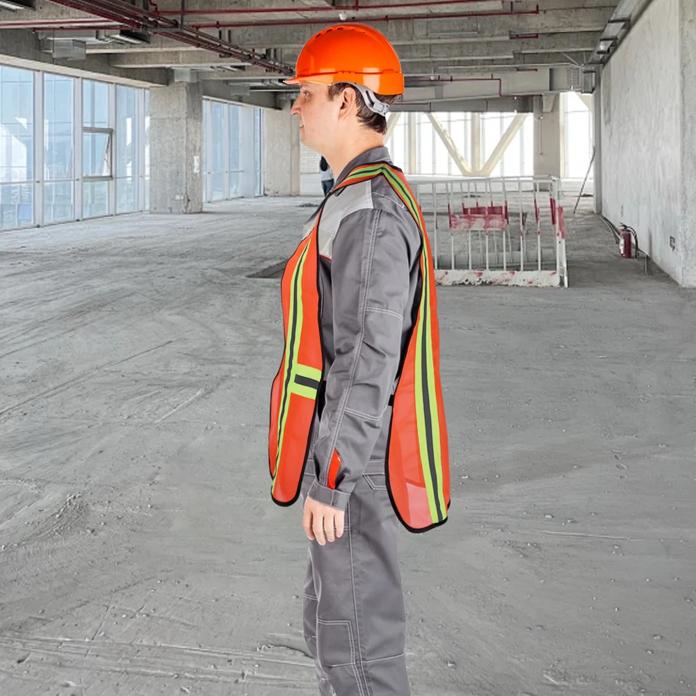 Industrial Safety Vest with Reflective Strips Breathable Outdoor Work Vest Night Working Vest for Engineer Construction