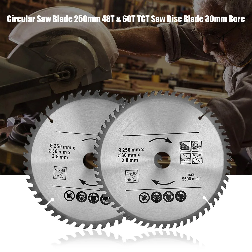 丸鋸刃 サークルソーブレード ディスク丸鋸刃 250mm 48T & 60T ソーディスクブレード ボア径30mm 丸鋸刃 ソーブレード