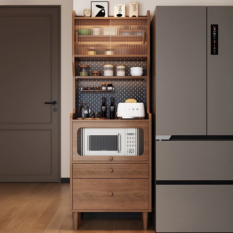 

dining side cabinet, coffee and tea cabinet integrated against the wall cabinet, narrow household living room, small
