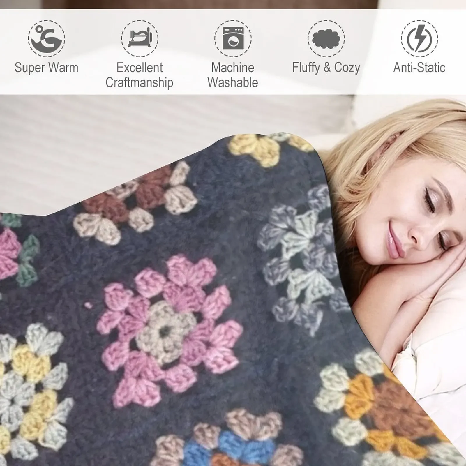 Vintage Crochet Blanket Throw Blanket manga Cute Blanket Plaid Stuffed Blankets