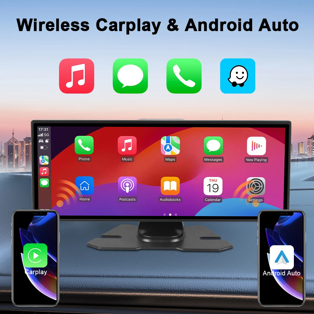 11.26 بوصة CarPlay Android Auto Car Radio مشغل فيديو الوسائط المتعددة IPS شاشة تعمل باللمس مع AUX USB دعم كاميرا الرؤية الخلفية #2
