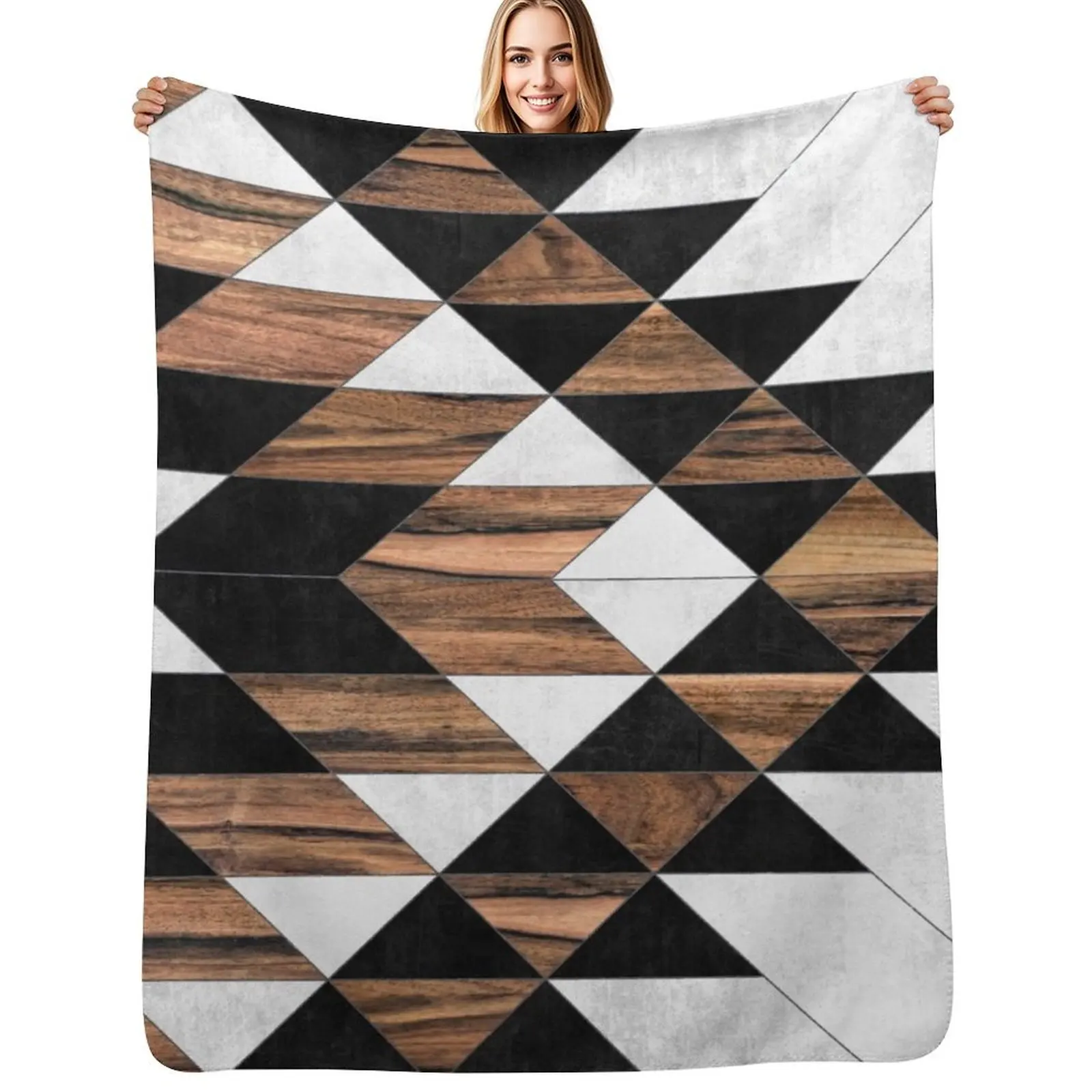 Urban Tribal Pattern No.9 - Aztec - Concrete and Wood Throw Blanket Soft Breathable Blanket for Night Sleeping