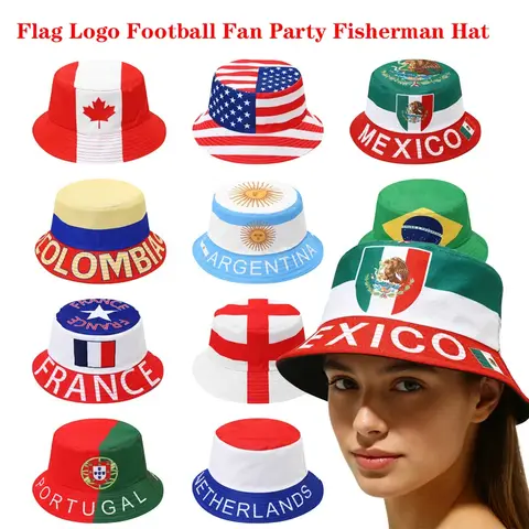 2026 Countries National Flag Bucket Hat Men Women Football Fan Party Football Cup Reversible Sun Hat Soccer Fans Fisherman Hat