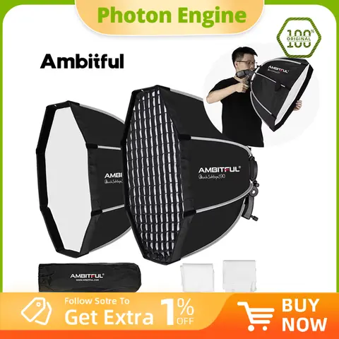 Ambitful 65cm 90cm Speedlite Portable Octagon Umbrella Softbox + Honeycomb Grid Outdoor Flash Soft Box for Godox yongnuo sidande