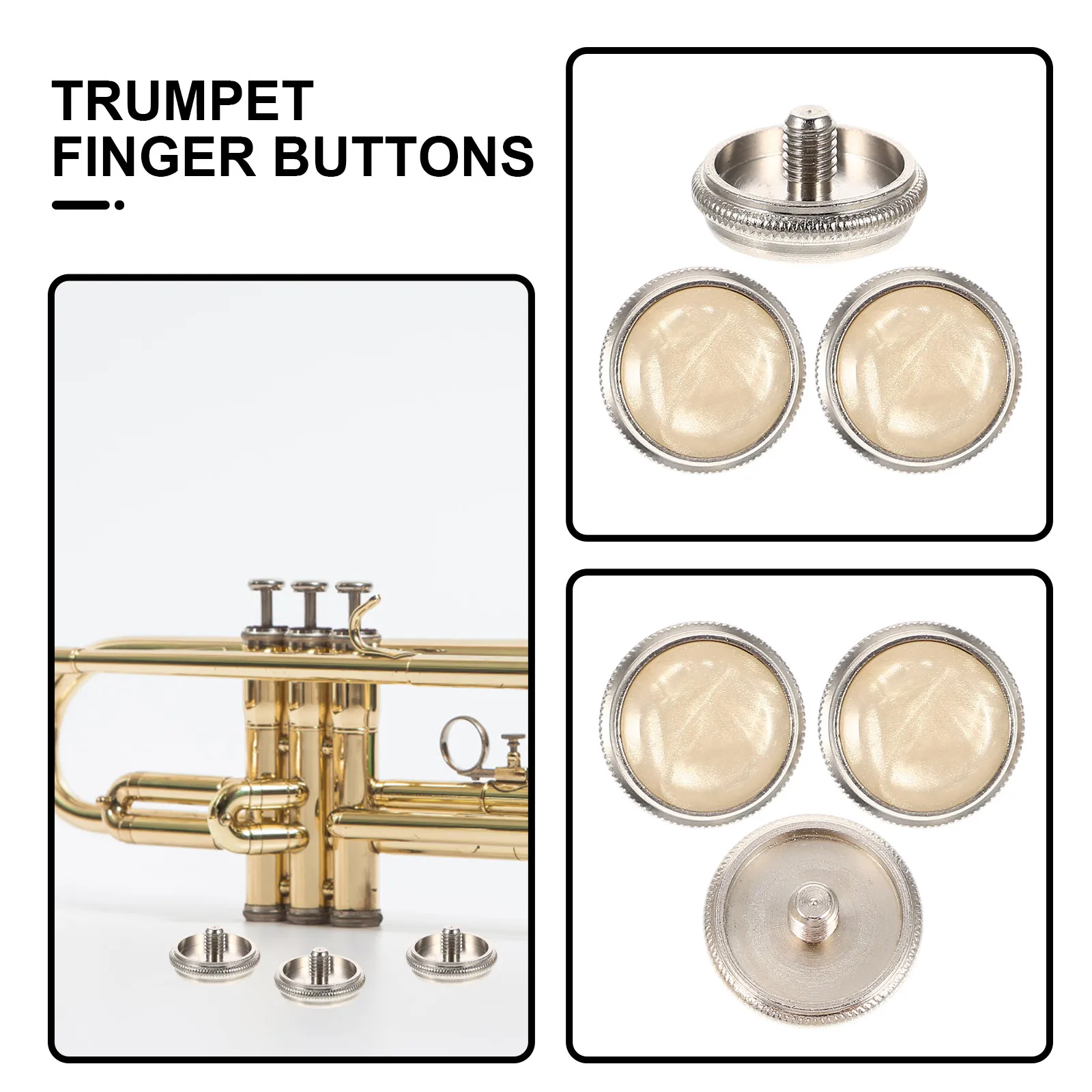 3Pcs Trumpet Key Buttons Replacement Premium Hard-Wearing Finger Button Caps Beautiful Minimalist Design Trumpet Repairing