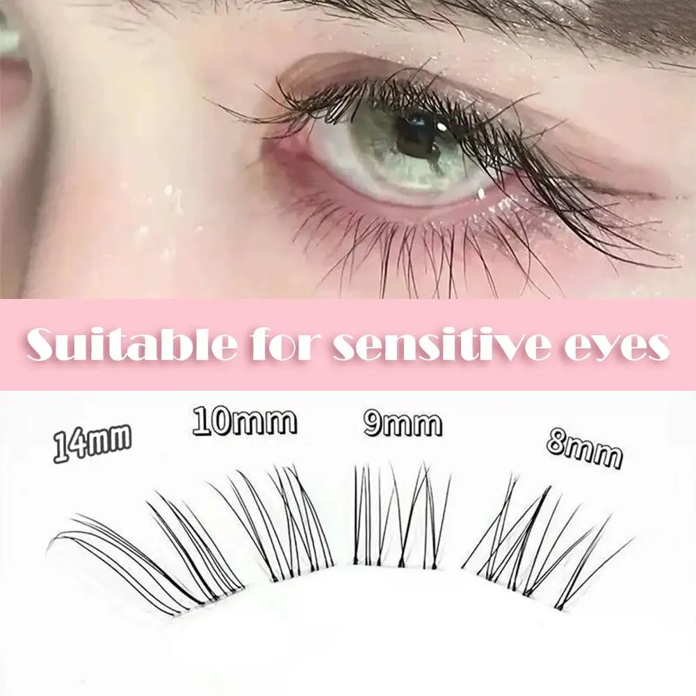 Pestañas de segmento autoadhesivas sin necesidad de pegamento, pestañas finas y ligeras con aspecto de zorro alado para estilo ídolo Natural, invisibles y transpirables