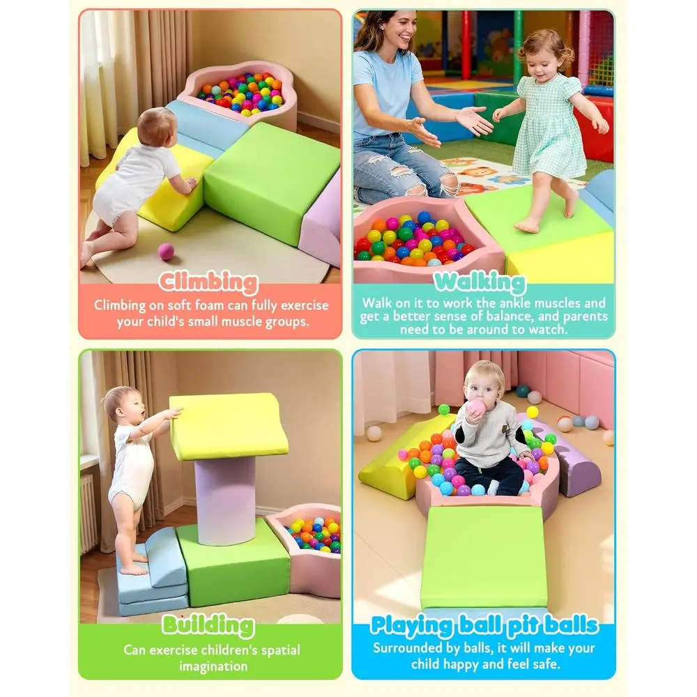 Blocs d'escalade en mousse pour tout-petits avec base antidérapante et velcro, 6-24 mois, haute densité pour le développement des compétences motrices