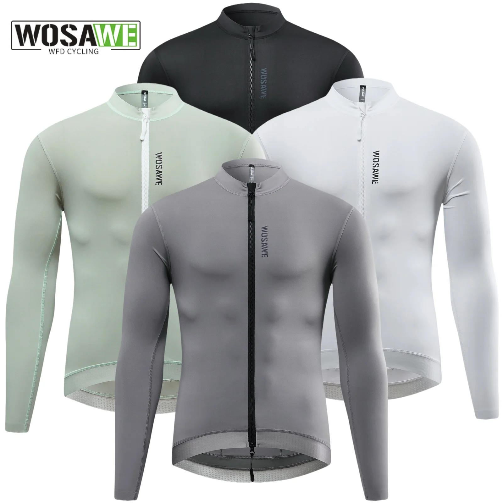 WOSAWE Men Cycling Jerseys White Long Sleeves Autumn Cycling Clothing MTB Pro Team Bike Shirts Bicycle Clothes Ciclismo Hombre