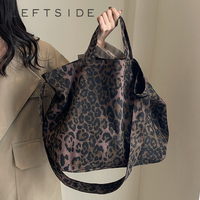 LEFTSIDE Leopard Design 2024 Korean Fashion Big Crossbody Bags for Women Travel Handbag Lady Shopper Shopping Shoulder Bag