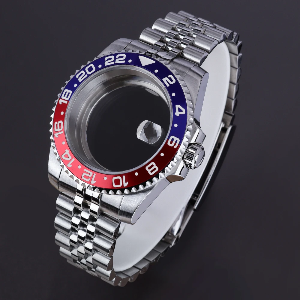 

40mm NH34 NH35 NH36 Watch Case Accessories For NH35 NH36 8215 ETA2824 GMT Dive Watch Case Jubilee Band 200mWaterproof 120 Clicks