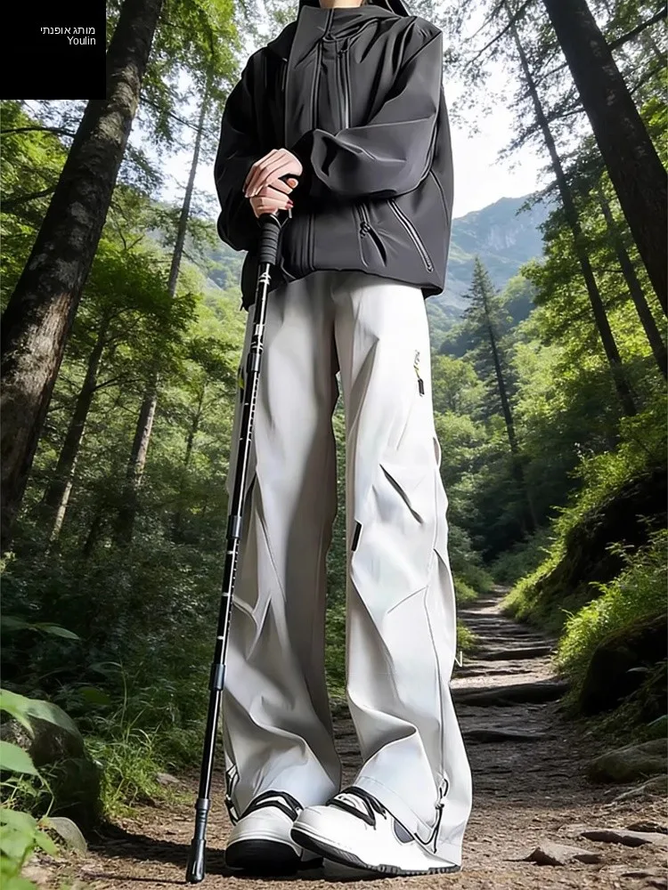 Outdoor Waterproof Windproof Fleece Lined Thick Workwear Trousers Men's Autumn Winter Hiking Mountain Climbing Pants