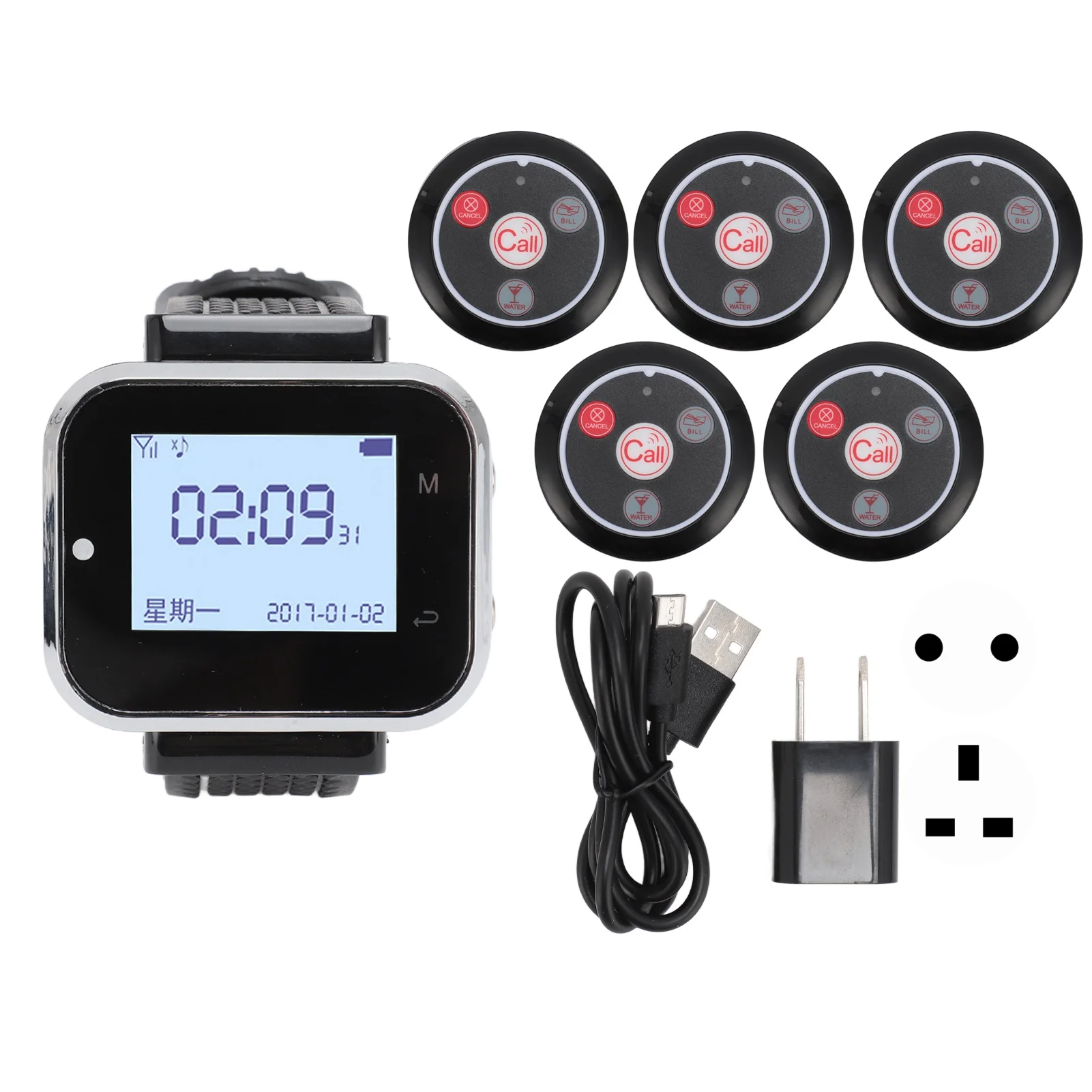 Wireless Calling System Wireless Calling Pager System IPX4 33 Call Instructions 100-240V 433.92MHz Long Endurance for Hospital