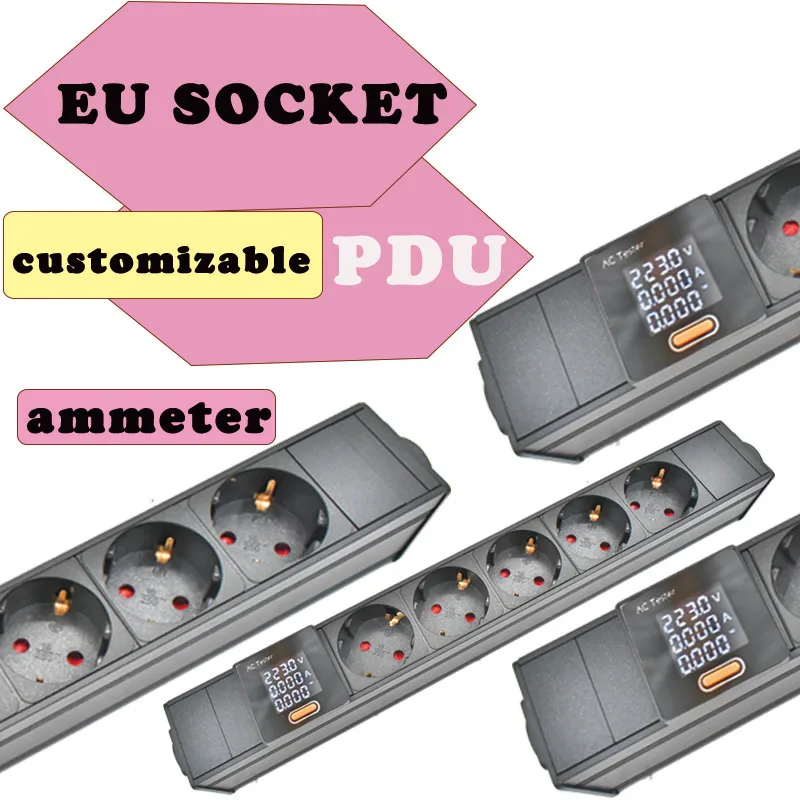 

Розетка европейского стандарта PDU, удлинитель для шкафа, 3P, авиационная вилка NAC3FX-W NAC3MPX с двойным выключателем, экран амперметра, беспроводной