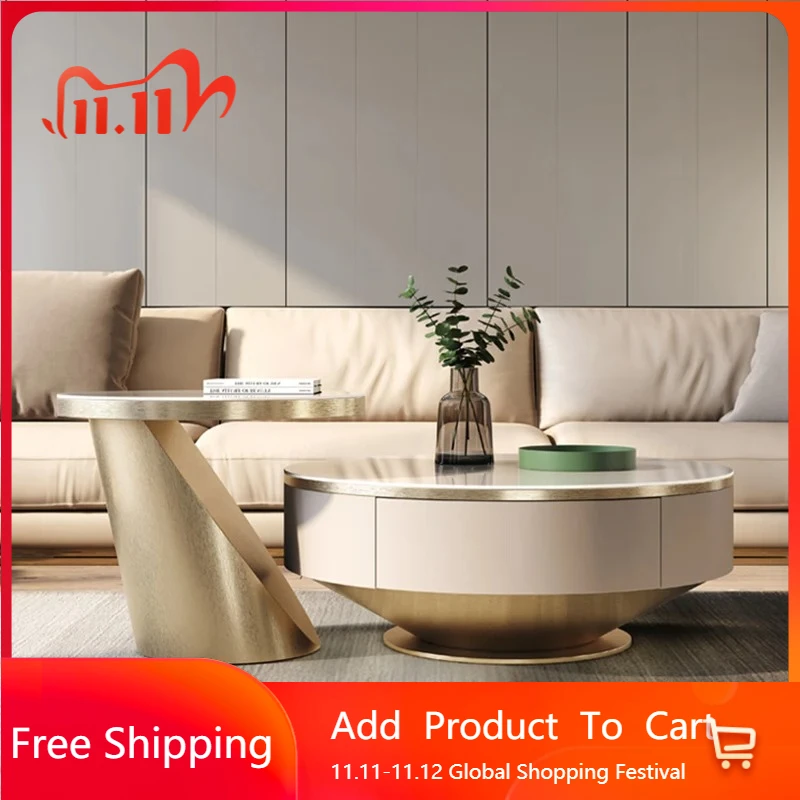 

Italian Light Luxury Coffee Table Modern Simple Clear Storage Design Side Table Aesthetic Unique Decoration Couchtisch Furniture