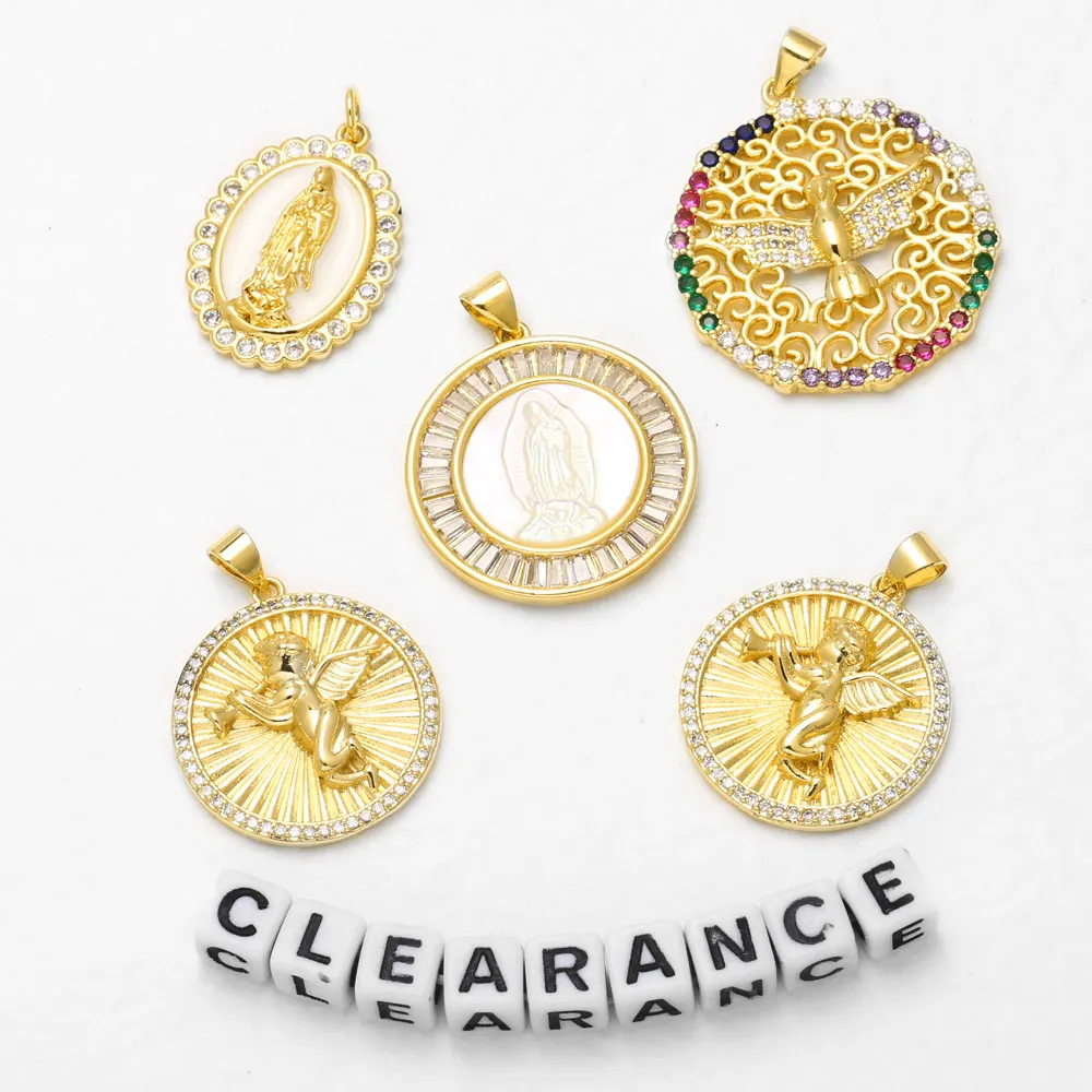 Clearance Crystal Big Cross Heart Red Enamel Fruit Pendant for Necklace Copper Gold Plated Jewelry Making Accessrios CPR