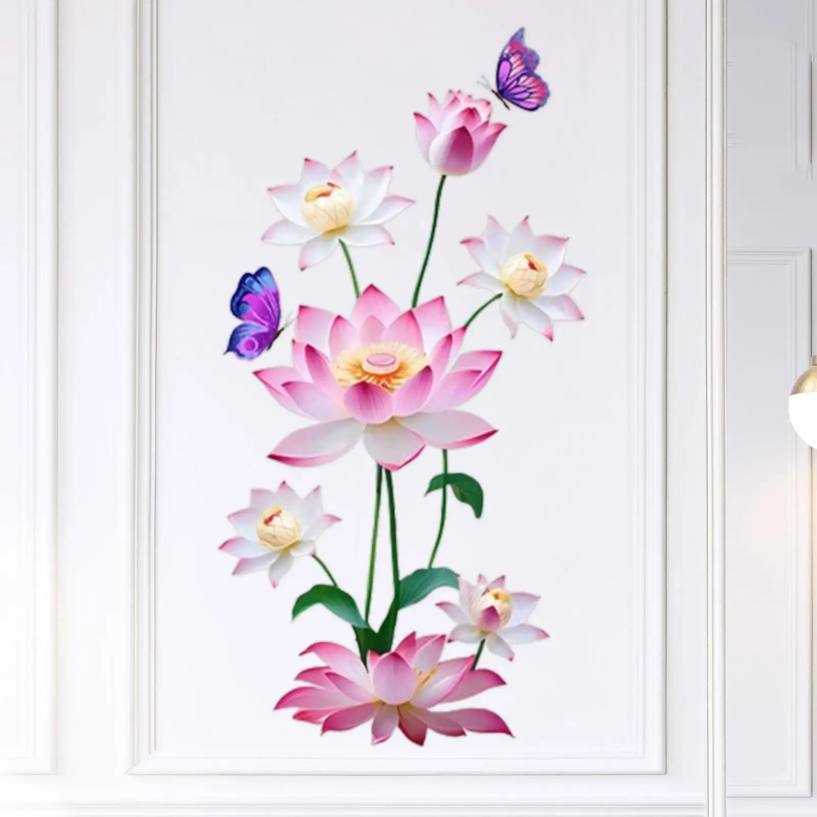 

Настенный декор в виде лотоса, водонепроницаемые элегантные обои, аксессуары, наклейка на стену с растениями для игровой комнаты, детской комнаты, детской комнаты, кухни, гостиной